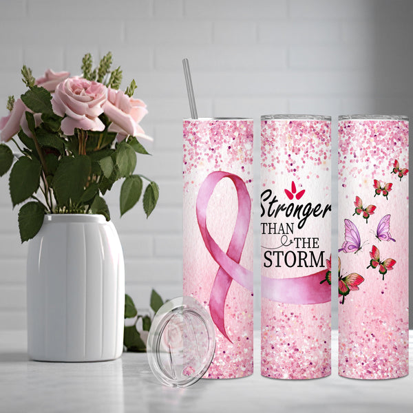 Stronger Than the Storm Cancer Awareness Tumbler – Inspirational Gift for Fighters