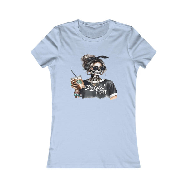 Raising Hell Women’s Skeleton Holding Coffee T-Shirt