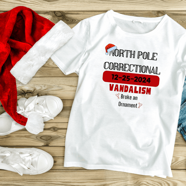 North Pole Correctional T-Shirt – Funny Christmas Gift for Naughty Gift Peekers