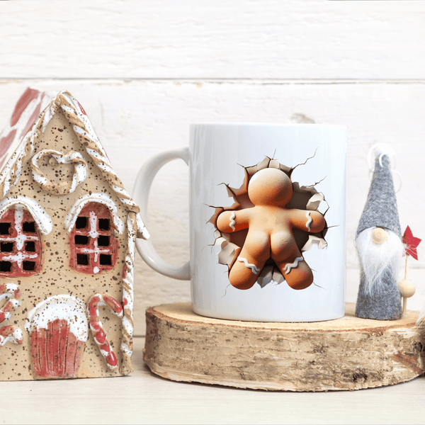 Funny Gingerbread Man Holiday Mug – Cracked Wall Christmas Coffee Cup