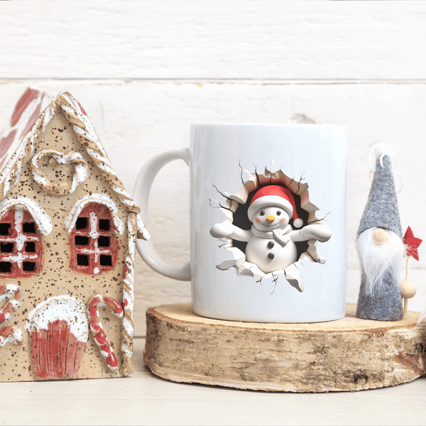 Funny Snowman Holiday Mug – Cracked Wall Christmas Coffee Cup