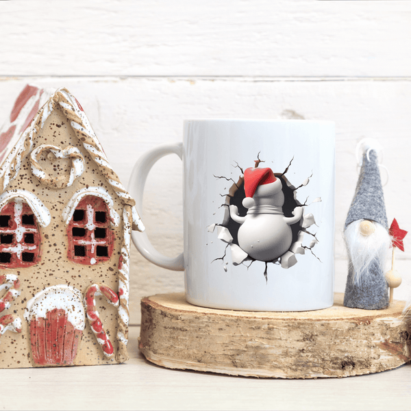 Funny Snowman Holiday Mug – Cracked Wall Christmas Coffee Cup