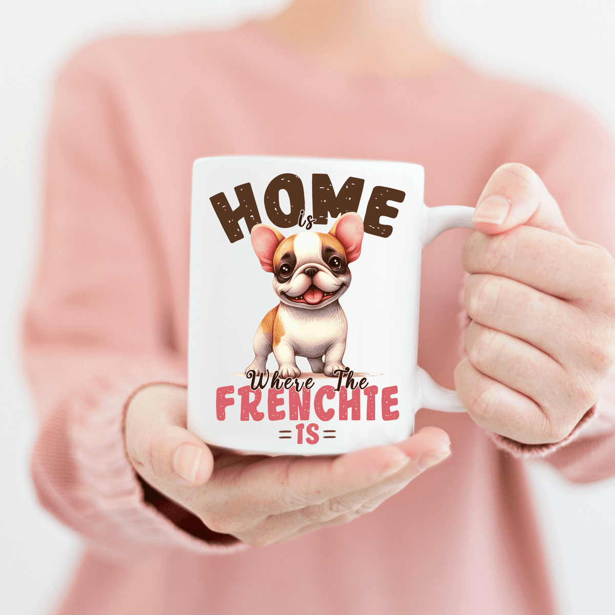 French Bulldog Christmas Mug - "Home is Where the Frenchie Is" Holiday Mug