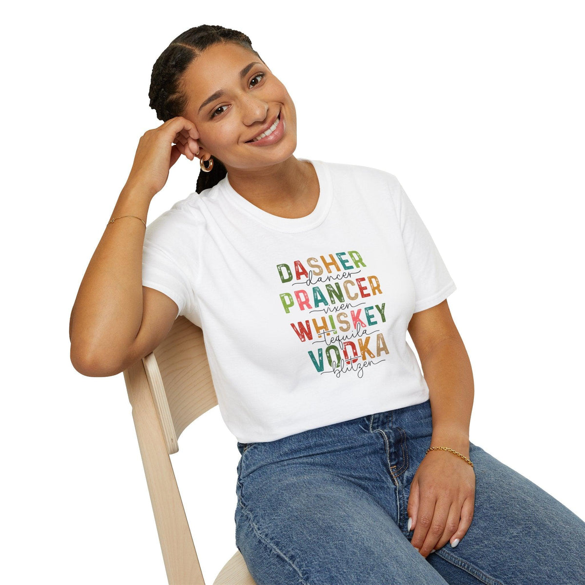 Festive Reindeer & Spirits Holiday T-Shirt - Funny Christmas Drinking Shirt