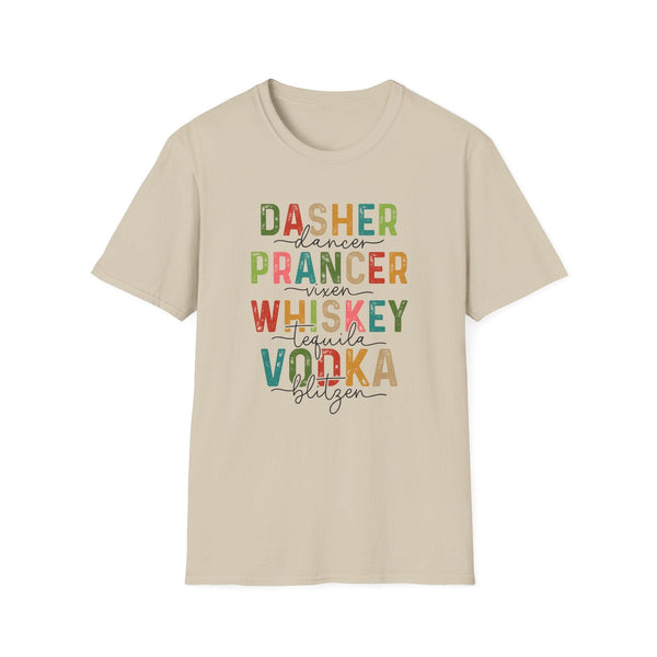 Festive Reindeer & Spirits Holiday T-Shirt - Funny Christmas Drinking Shirt