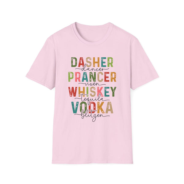 Festive Reindeer & Spirits Holiday T-Shirt - Funny Christmas Drinking Shirt