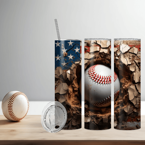 Patriotic Baseball Sublimation Tumbler – Perfect for Baseball Fans & Sports Enthusiasts