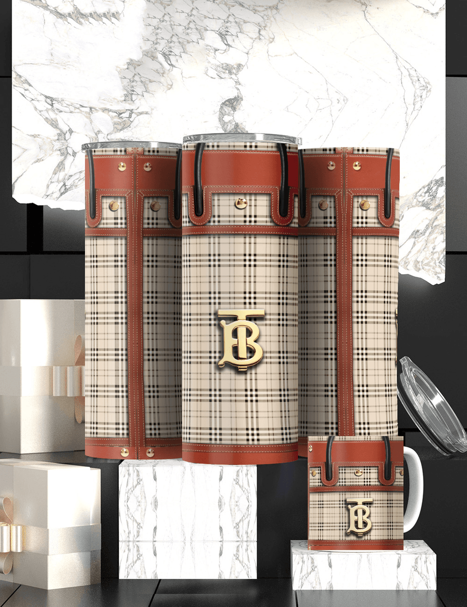 Classic Burberry-Inspired Sublimation Tumbler – Perfect for Stylish Sips!