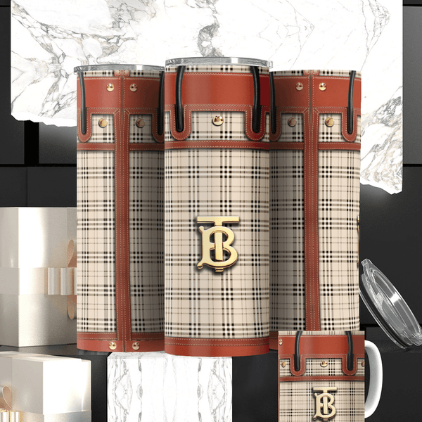 Classic Burberry-Inspired Sublimation Tumbler – Perfect for Stylish Sips!