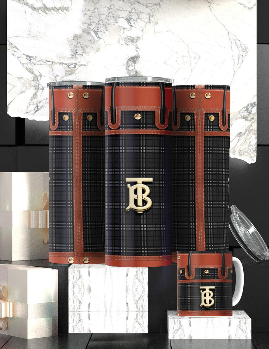 Classic Burberry-Inspired Sublimation Tumbler – Perfect for Stylish Sips!