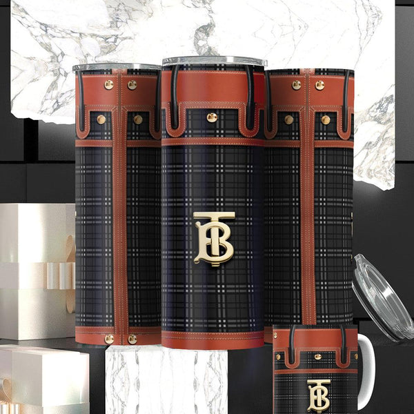 Classic Burberry-Inspired Sublimation Tumbler – Perfect for Stylish Sips!