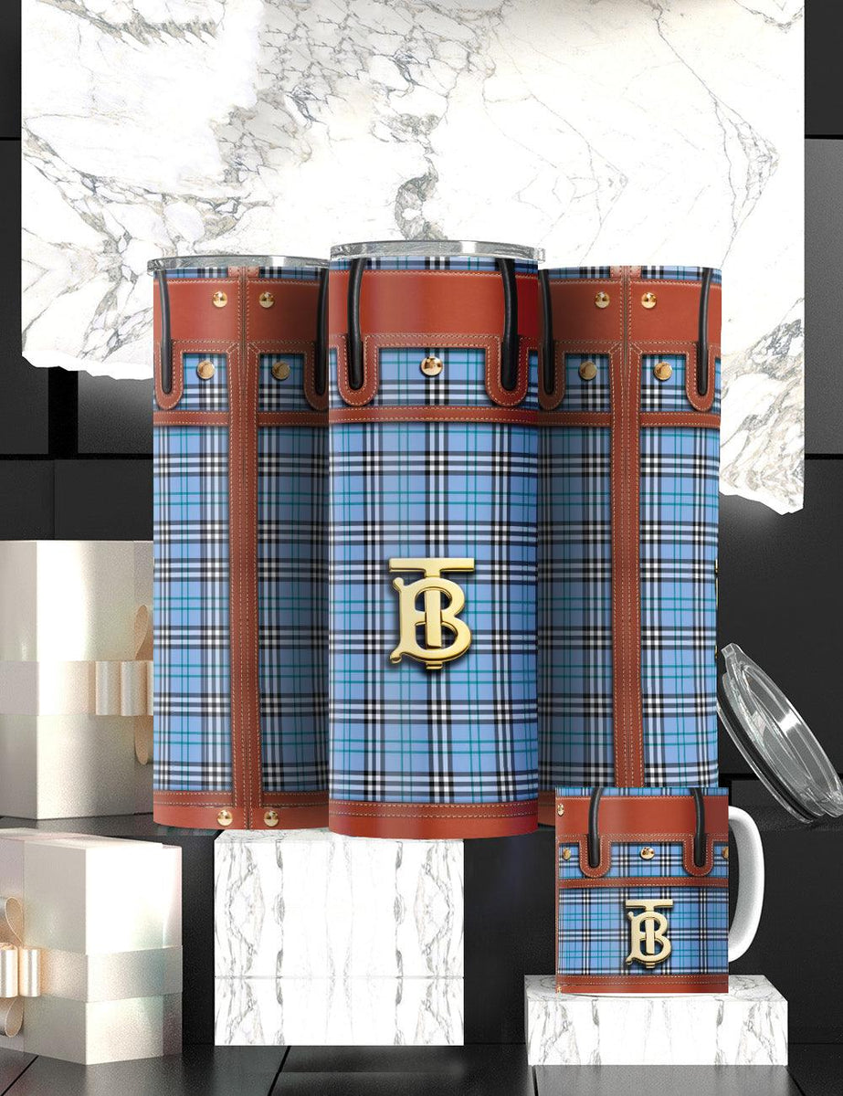 Classic Burberry-Inspired Sublimation Tumbler – Perfect for Stylish Sips!