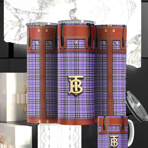 Classic Burberry-Inspired Sublimation Tumbler – Perfect for Stylish Sips!