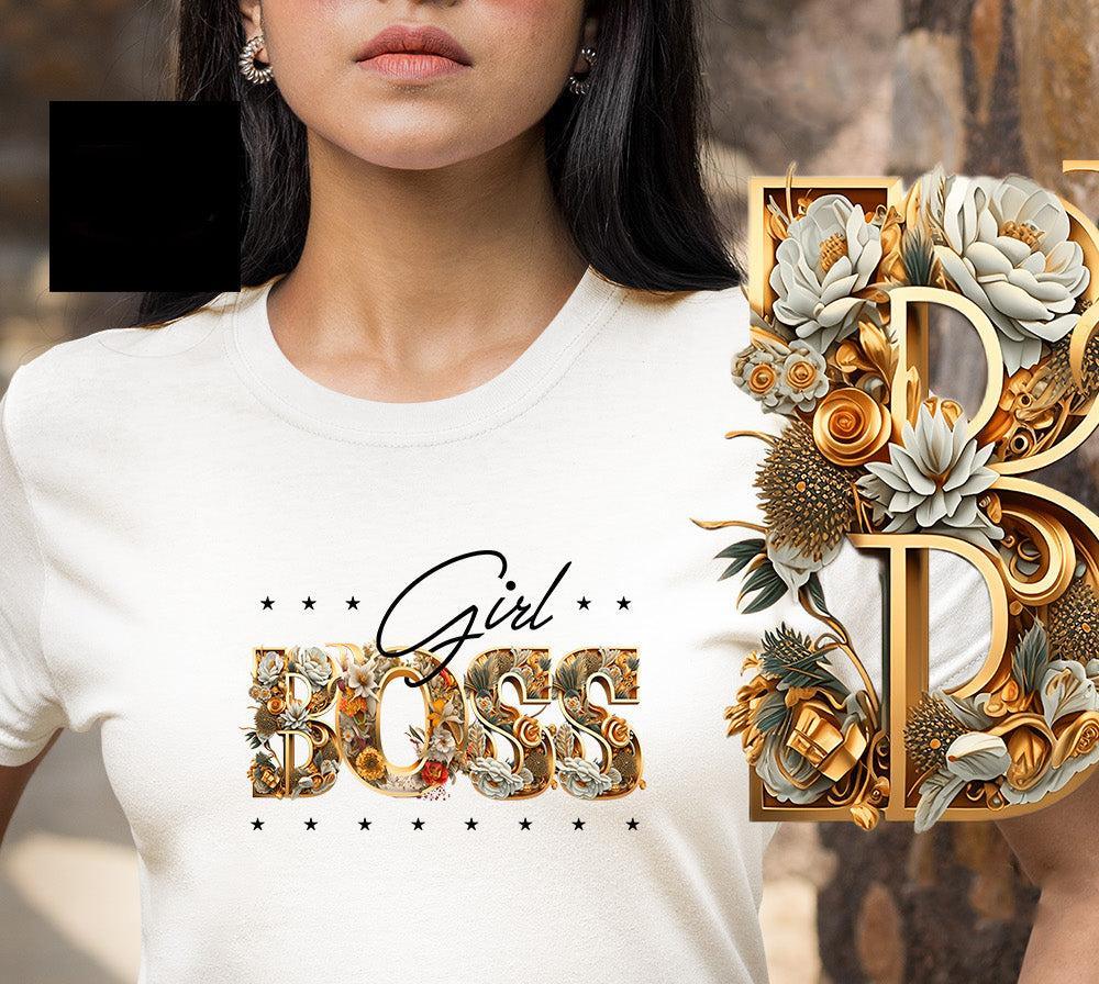 Shine Bright Girl "Boss" Tee – Black Design Power Statement
