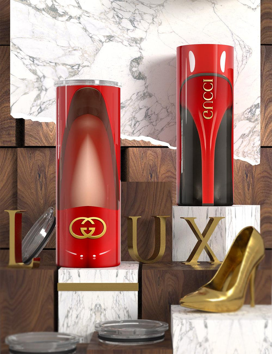 Luxury Fashion Tumbler – High Heels & Gucci-Inspired Designer Drinkware