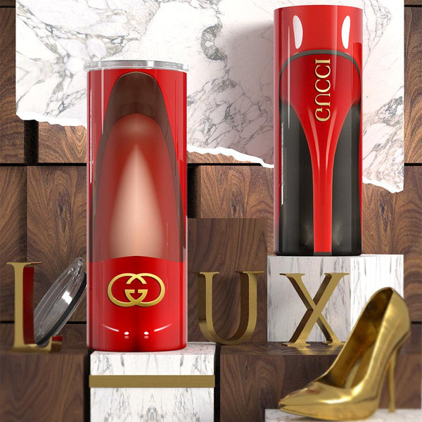 Luxury Fashion Tumbler – High Heels & Gucci-Inspired Designer Drinkware