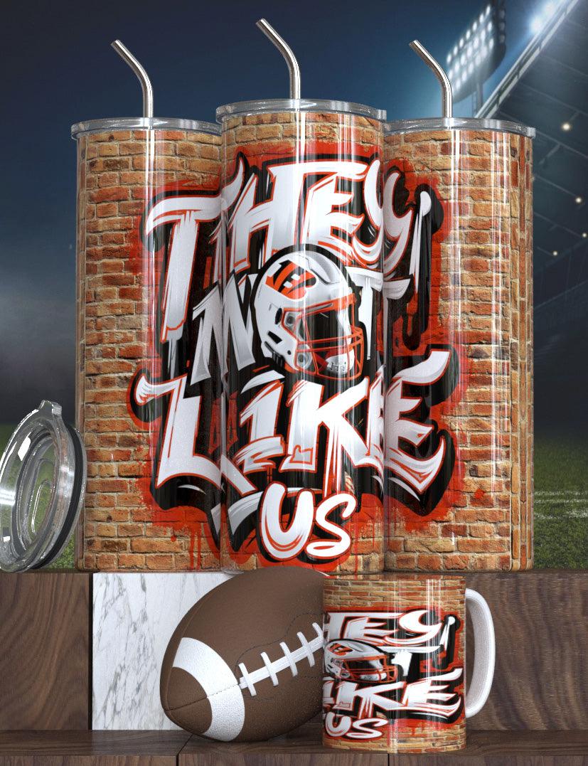 Football Sublimation Tumbler - 'They Not Like Us' Design Sports Fan Tumbler for Game Day