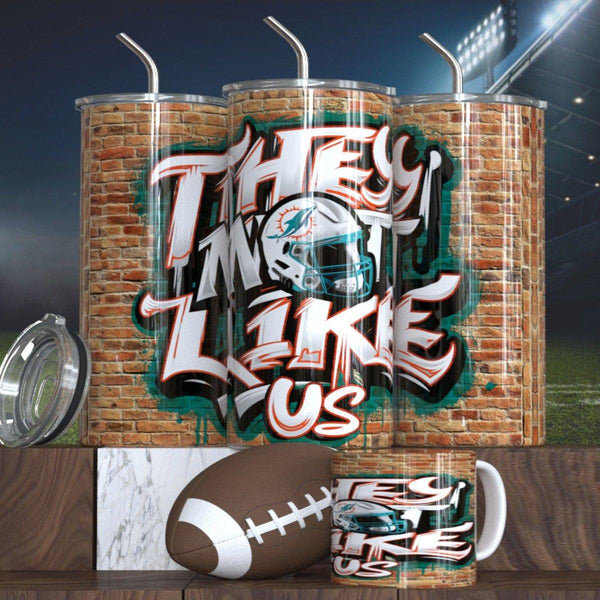 Football Sublimation Tumbler - 'They Not Like Us' Design Sports Fan Tumbler for Game Day