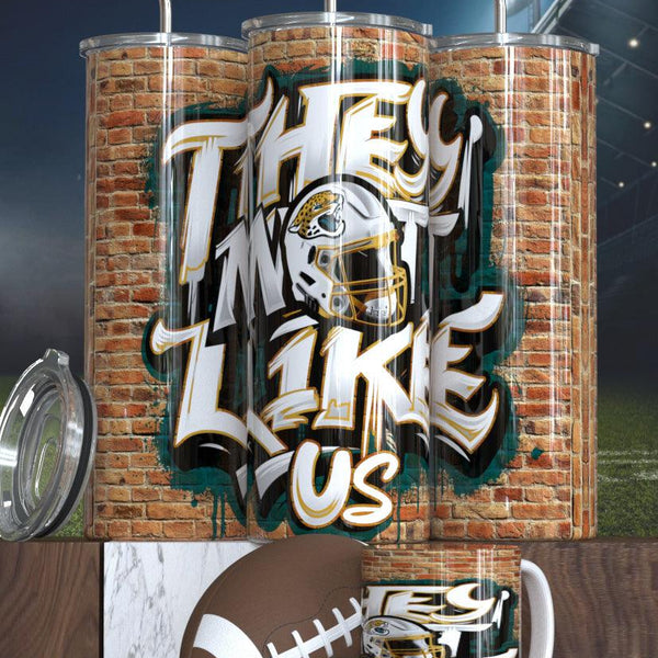 Football Sublimation Tumbler - 'They Not Like Us' Design Sports Fan Tumbler for Game Day