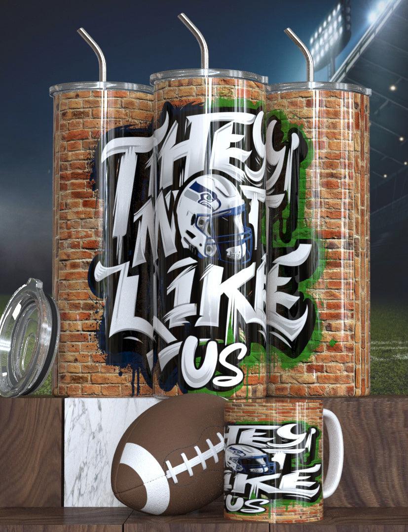 Football Sublimation Tumbler - 'They Not Like Us' Design Sports Fan Tumbler for Game Day