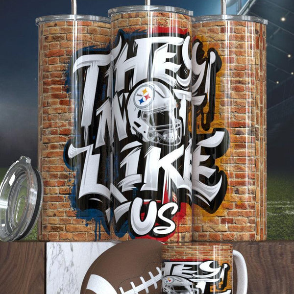 Football Sublimation Tumbler - 'They Not Like Us' Design Sports Fan Tumbler for Game Day