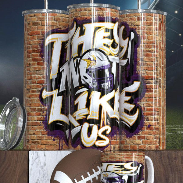 Football Sublimation Tumbler - 'They Not Like Us' Design Sports Fan Tumbler for Game Day