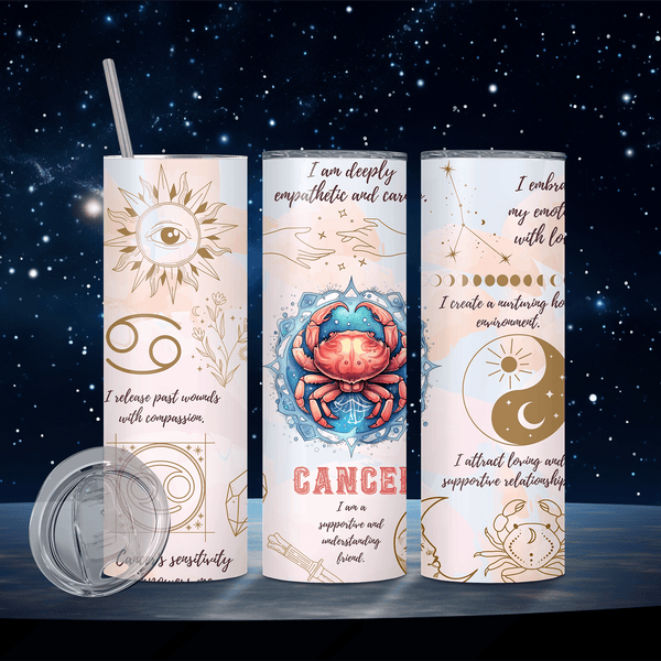 Zodiac Sign Sublimation Tumbler Sip in Celestial Style