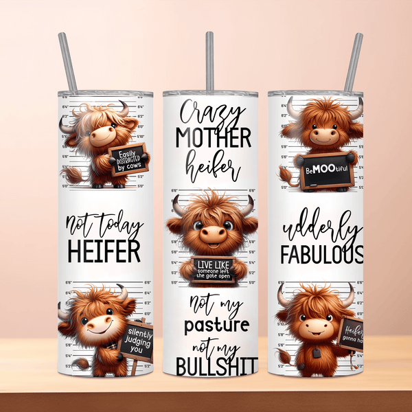 Funny Cow Sublimation Tumbler – 'Crazy Mother Heifer' and Hilarious Cow Quotes for Cow Lovers