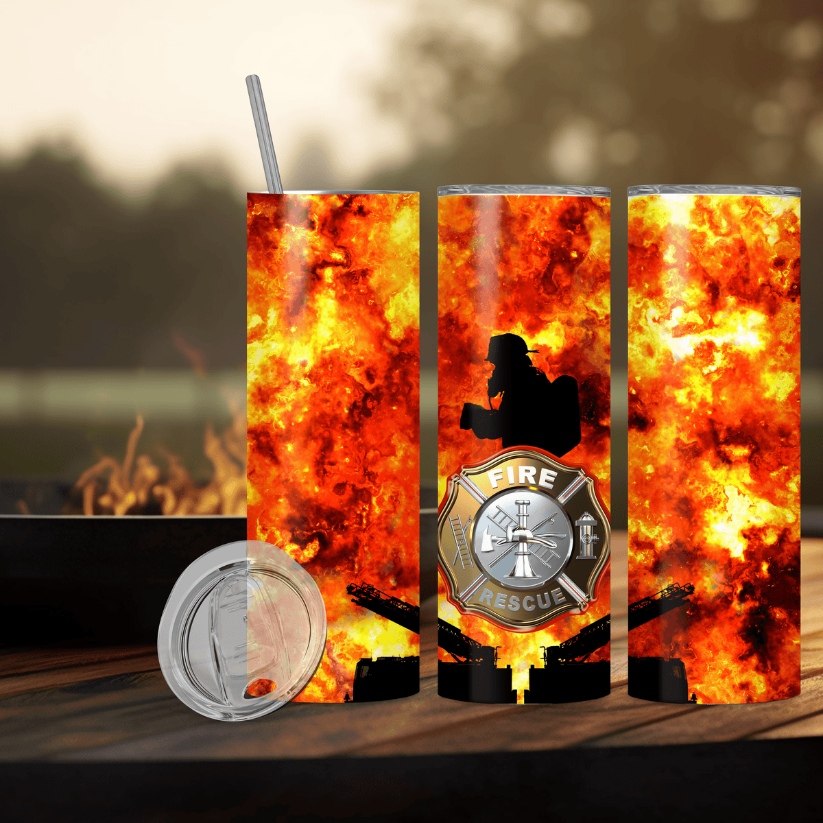 Firefighter Sublimation Tumbler – Blazing Hot Design for First Responders