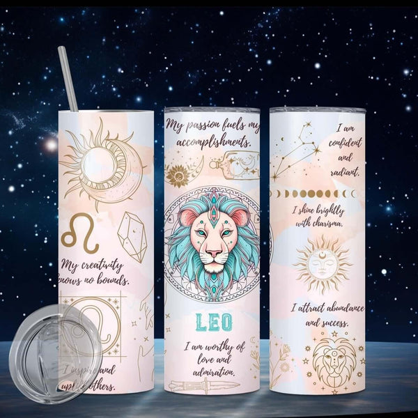 Zodiac Sign Sublimation Tumbler Sip in Celestial Style