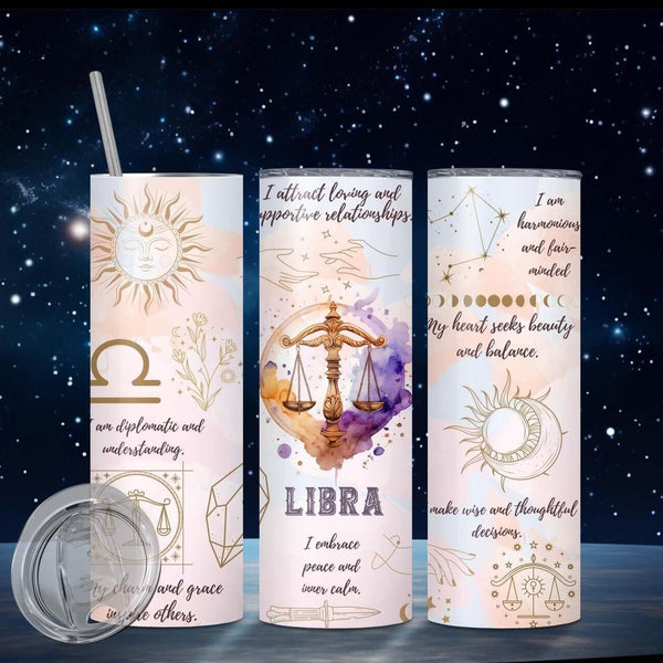 Zodiac Sign Sublimation Tumbler Sip in Celestial Style