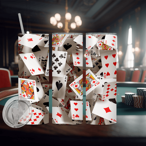 Poker Card Sublimation Tumbler – Perfect Drinkware for Poker and Card Game Enthusiasts