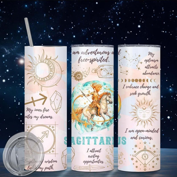 Zodiac Sign Sublimation Tumbler Sip in Celestial Style