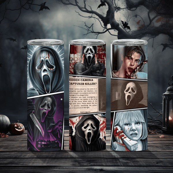 Ghostface Scream Sublimation Tumbler – Iconic Horror Movie Design