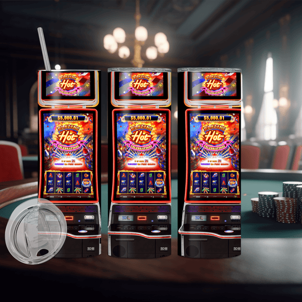 Slot Machine Sublimation Tumbler – Perfect for Casino and Jackpot Fans