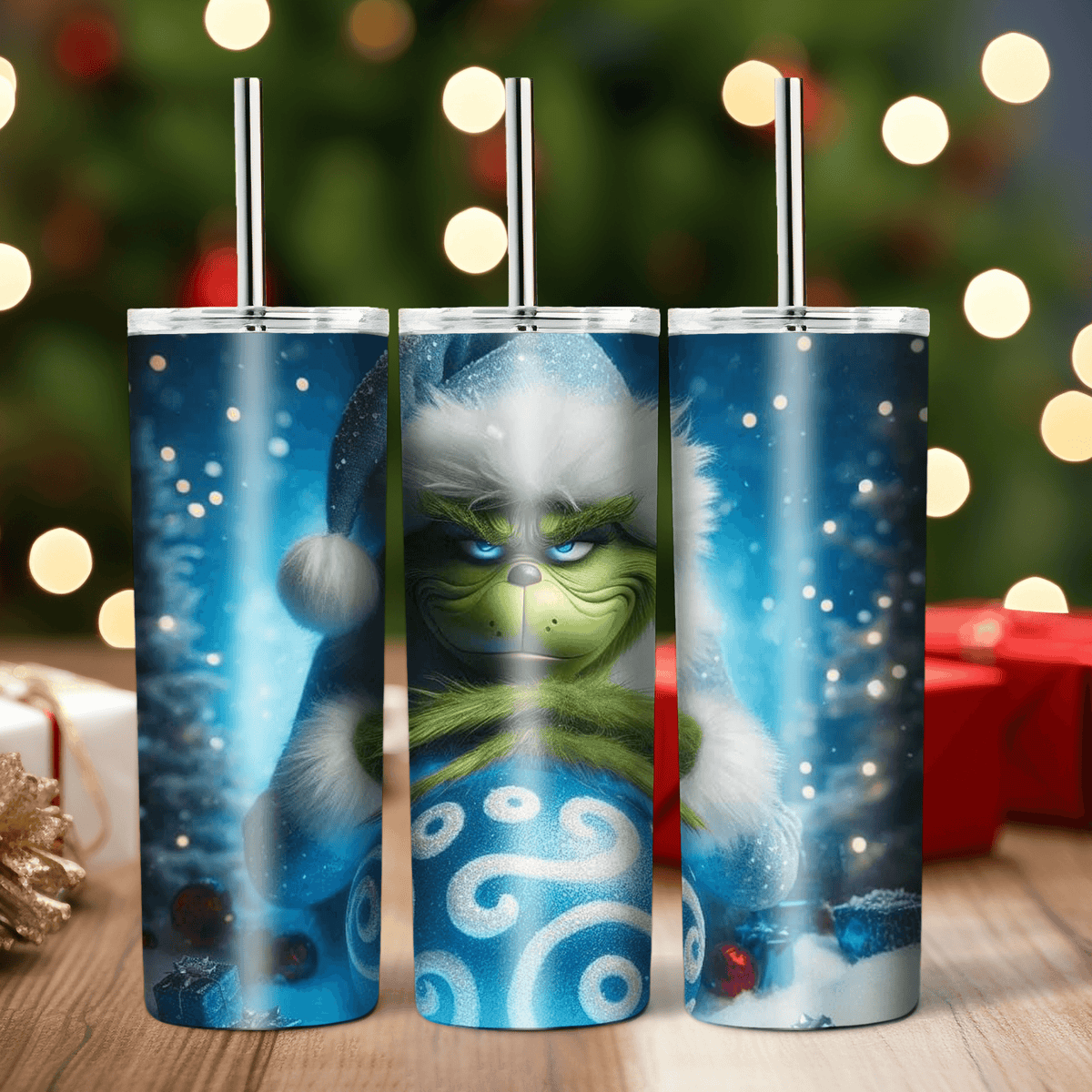 Grinch Blue Christmas Sublimation Tumbler