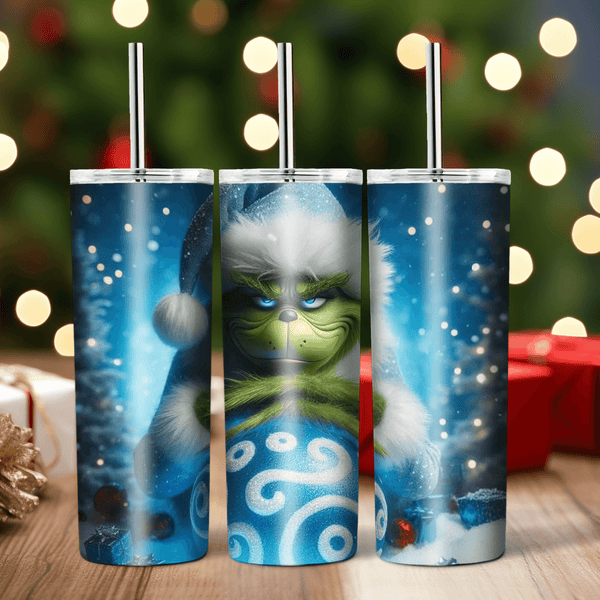 Grinch Blue Christmas Sublimation Tumbler