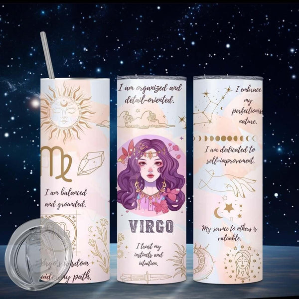 Zodiac Sign Sublimation Tumbler Sip in Celestial Style